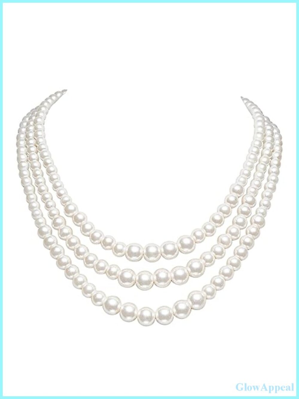 3 Strand Faux Pearl Necklace Vintage 1920s Gatsby Flapper Costume Jewelry